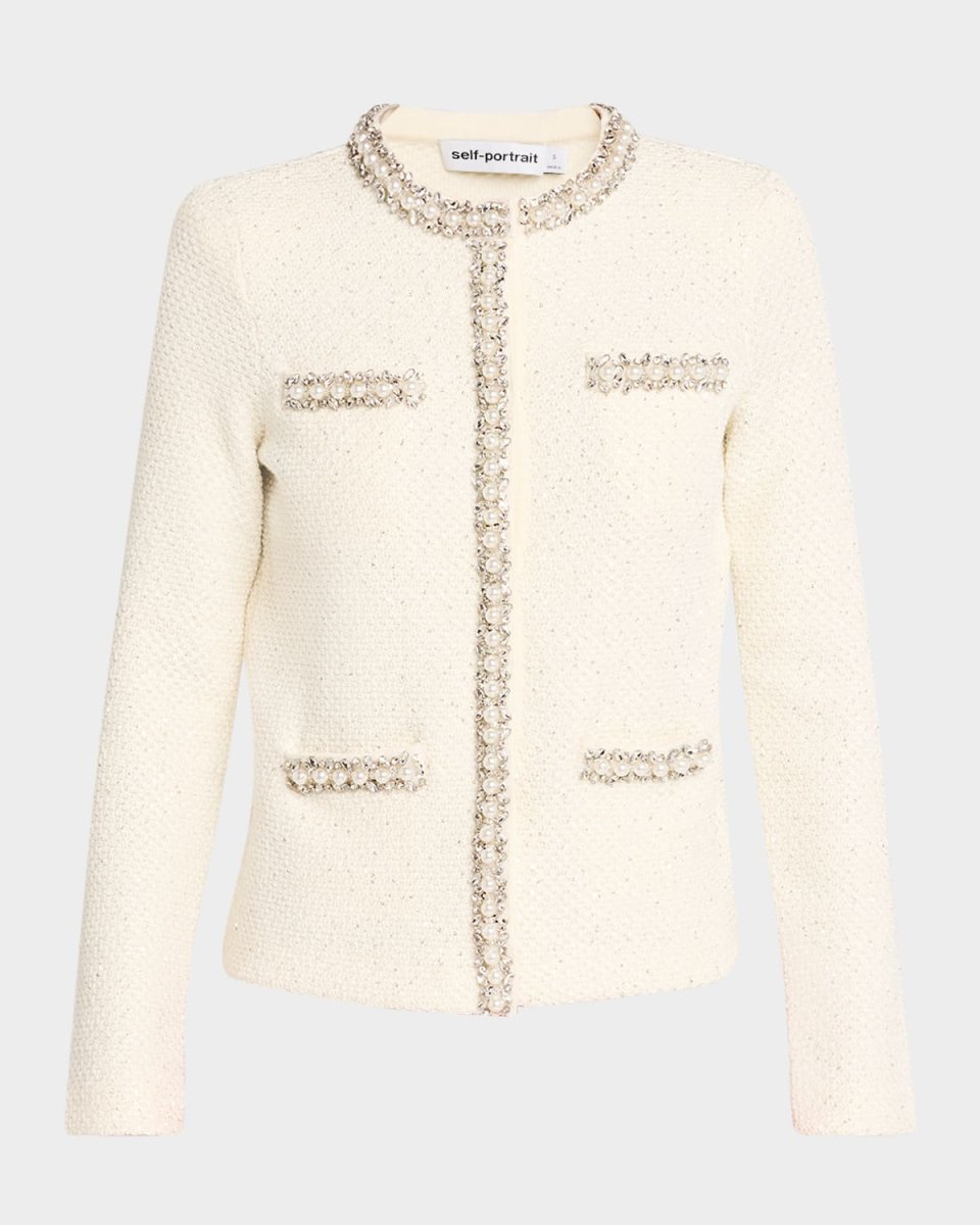 Embellished Textured Knit Cardigan